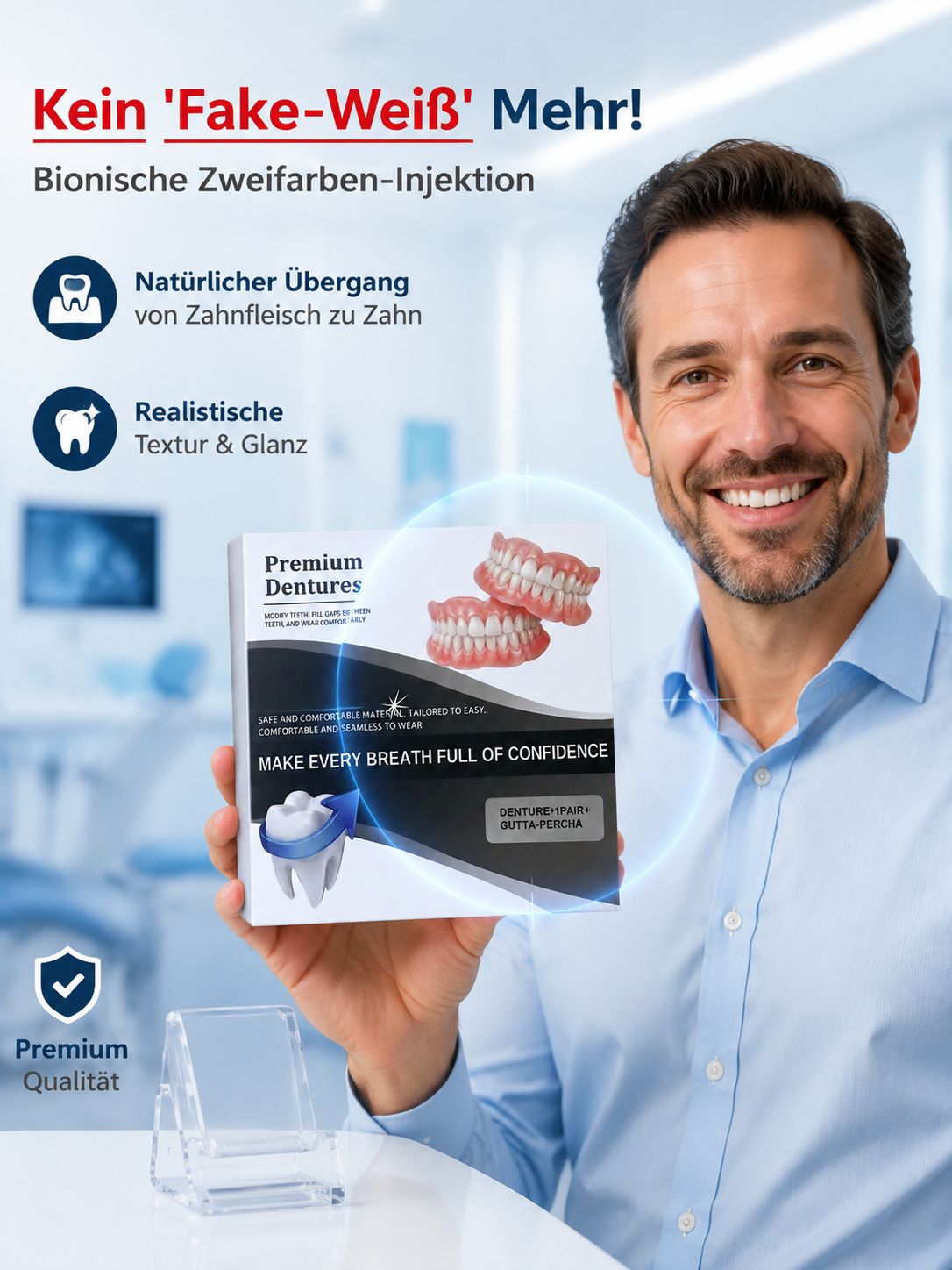 Hochwertige Zahnaufsätze aus Silikon – Perfekter Sitz ohne Haftcreme