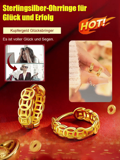 Viel Geld Ohrringe aus reinem Silber für Wohlstand und Glück.