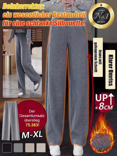 Luxuriöse Kaschmir-Palazzohose mit geschwungenem Bein