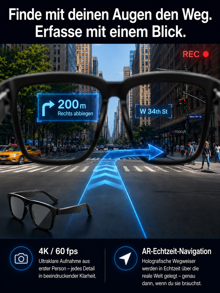 All-in-One AR-Smartbrille | Automatische Sehkorrektur + Echtzeitübersetzung