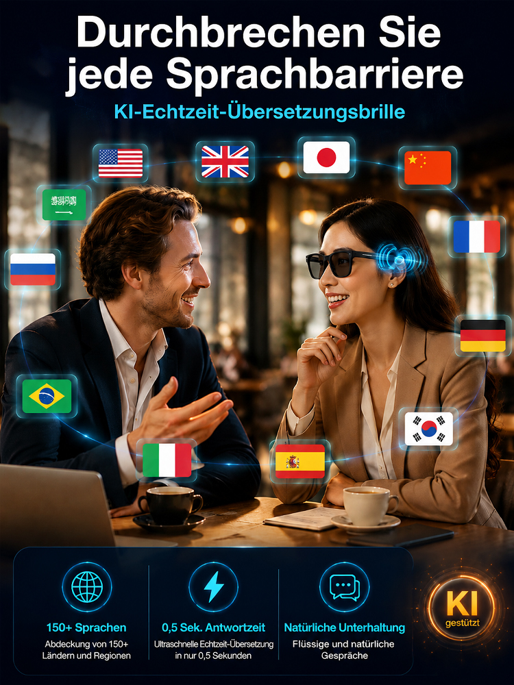 All-in-One AR-Smartbrille | Automatische Sehkorrektur + Echtzeitübersetzung