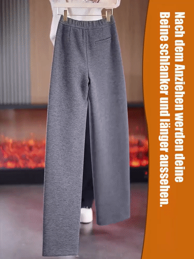 Luxuriöse Kaschmir-Palazzohose mit geschwungenem Bein