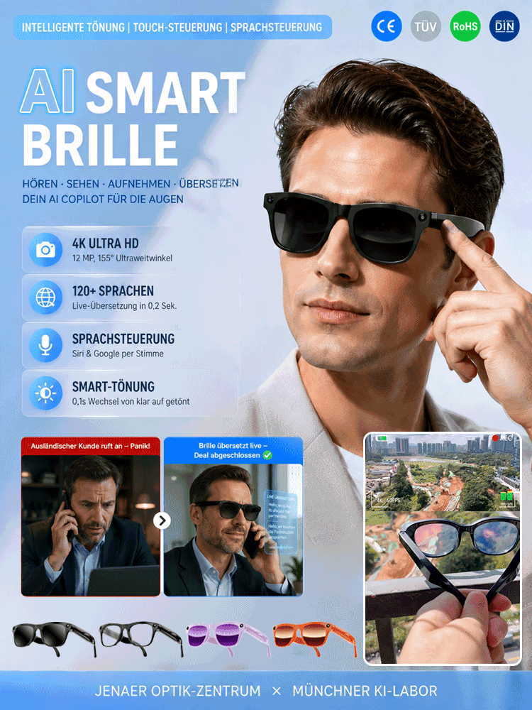 All-in-One AR-Smartbrille | Automatische Sehkorrektur + Echtzeitübersetzung