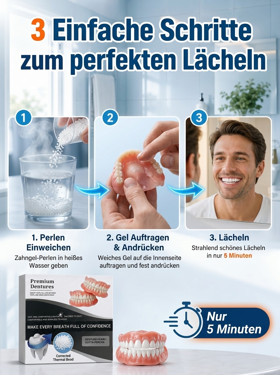 Hochwertige Zahnaufsätze aus Silikon – Perfekter Sitz ohne Haftcreme