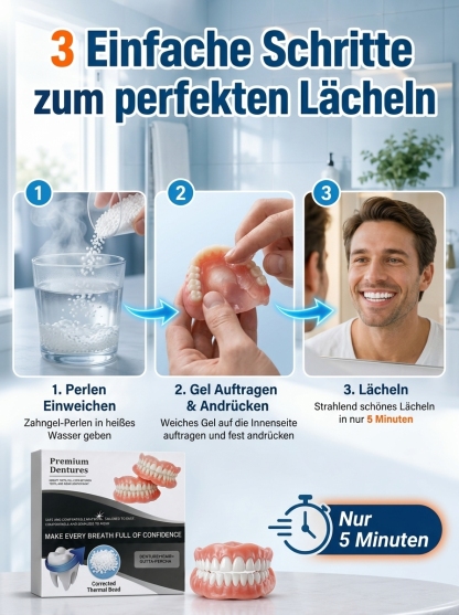 Hochwertige Zahnaufsätze aus Silikon – Perfekter Sitz ohne Haftcreme