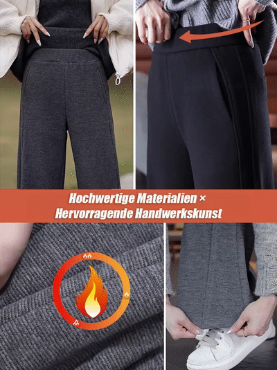 Luxuriöse Kaschmir-Palazzohose mit geschwungenem Bein