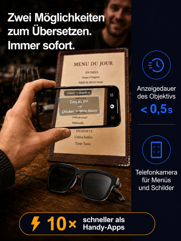 All-in-One AR-Smartbrille | Automatische Sehkorrektur + Echtzeitübersetzung