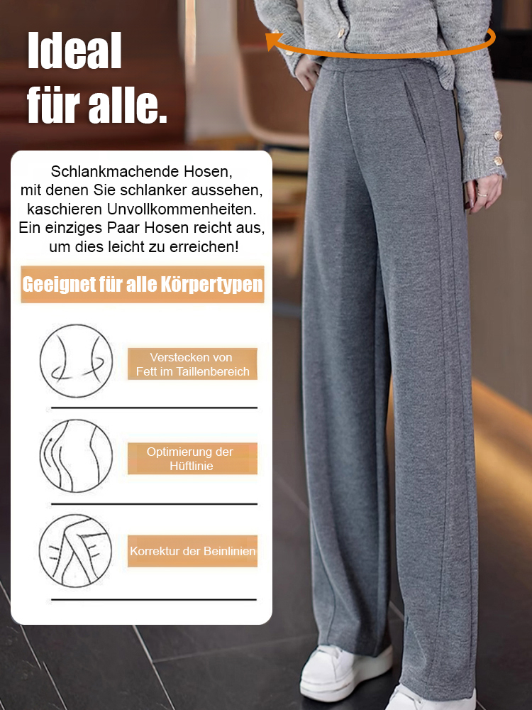 Luxuriöse Kaschmir-Palazzohose mit geschwungenem Bein