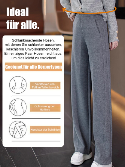 Luxuriöse Kaschmir-Palazzohose mit geschwungenem Bein