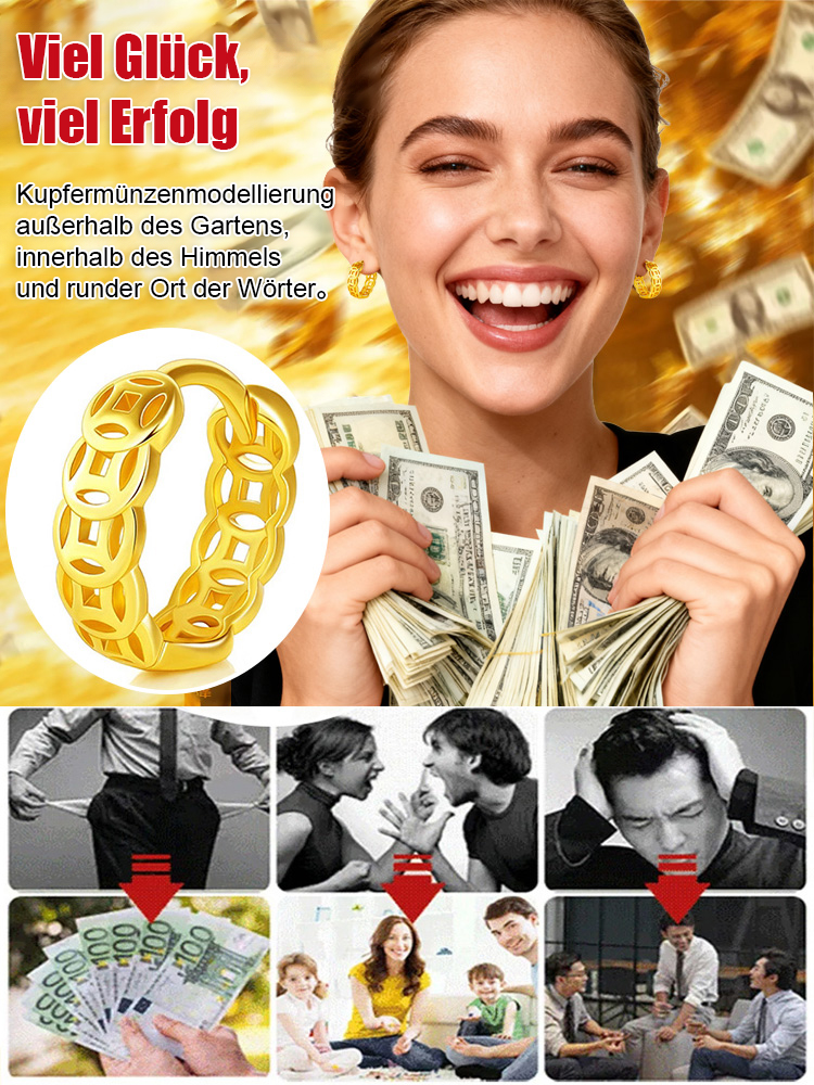 Viel Geld Ohrringe aus reinem Silber für Wohlstand und Glück.