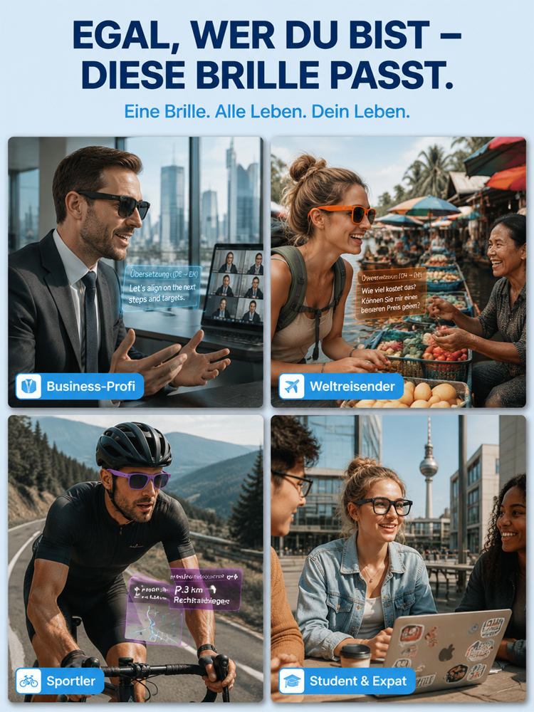 All-in-One AR-Smartbrille | Automatische Sehkorrektur + Echtzeitübersetzung