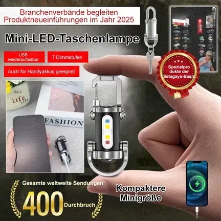 Multifunktionale Mini-Taschenlampe im Schlüsselanhänger-Format