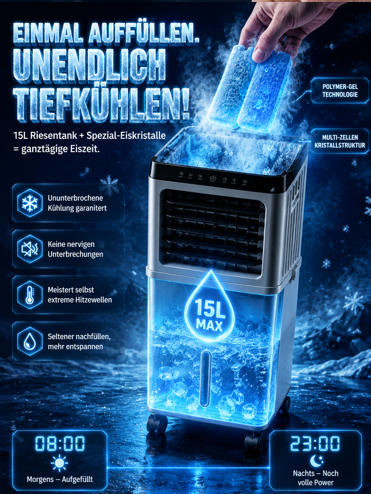 German Mobile Ice AC:No Installation Needed, 15L Dual Tank Cooling