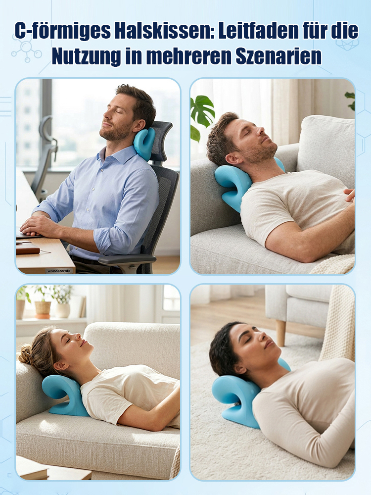【Schlafen für eine gesunde Halswirbelsäule】C-förmiges Halswirbelsäulen-Massage-Korrekturkissen