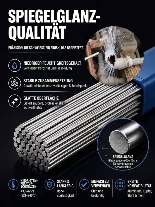 Undichte Rohre, kaputte Zäune? 30 Sekunden mit dem Feuerzeug repariert! 190°C schmelzen – 1500°C härten, stabiler als das Original. 100 Stäbe für nur 38€ – Aktion nur 2 Stunden!