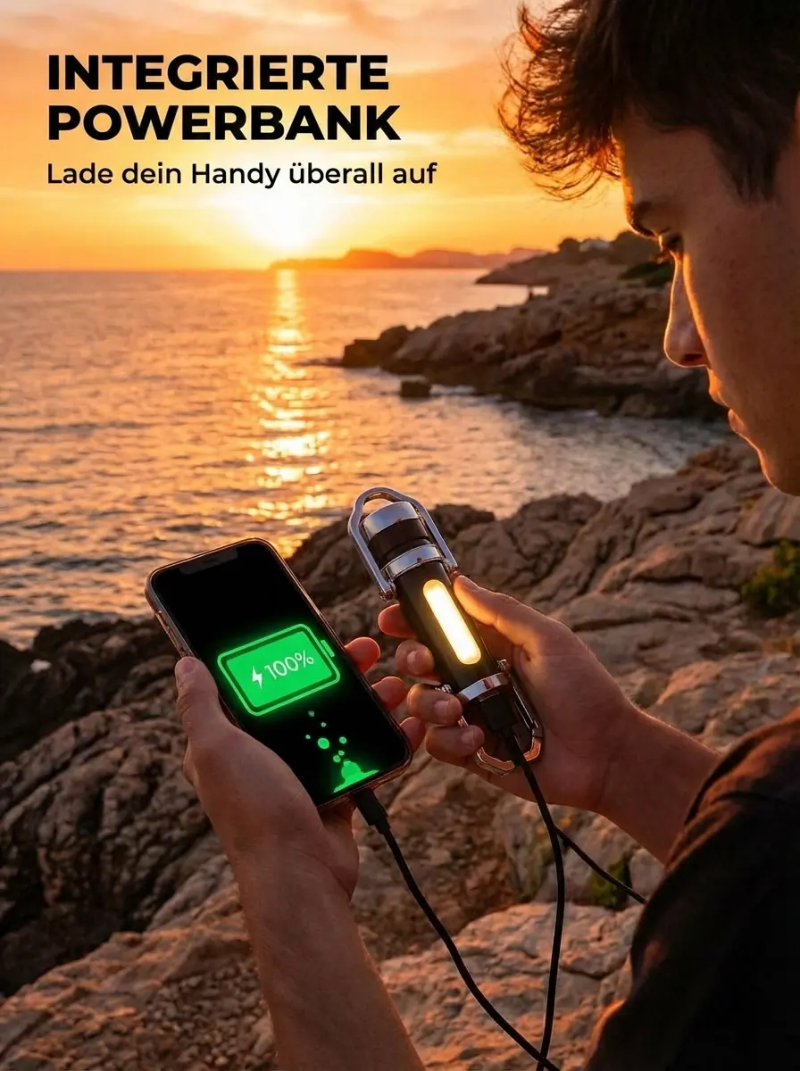 Multifunktionale Mini-Taschenlampe im Schlüsselanhänger-Format