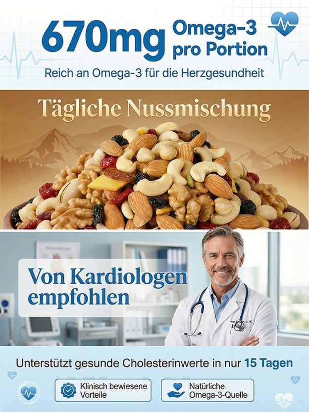 ⏳Nur 30 Tage erhältlich!🌰 Kalifornische Nüsse – 670mg Omega-3 – Die kraftvollen Herz-Nüsse