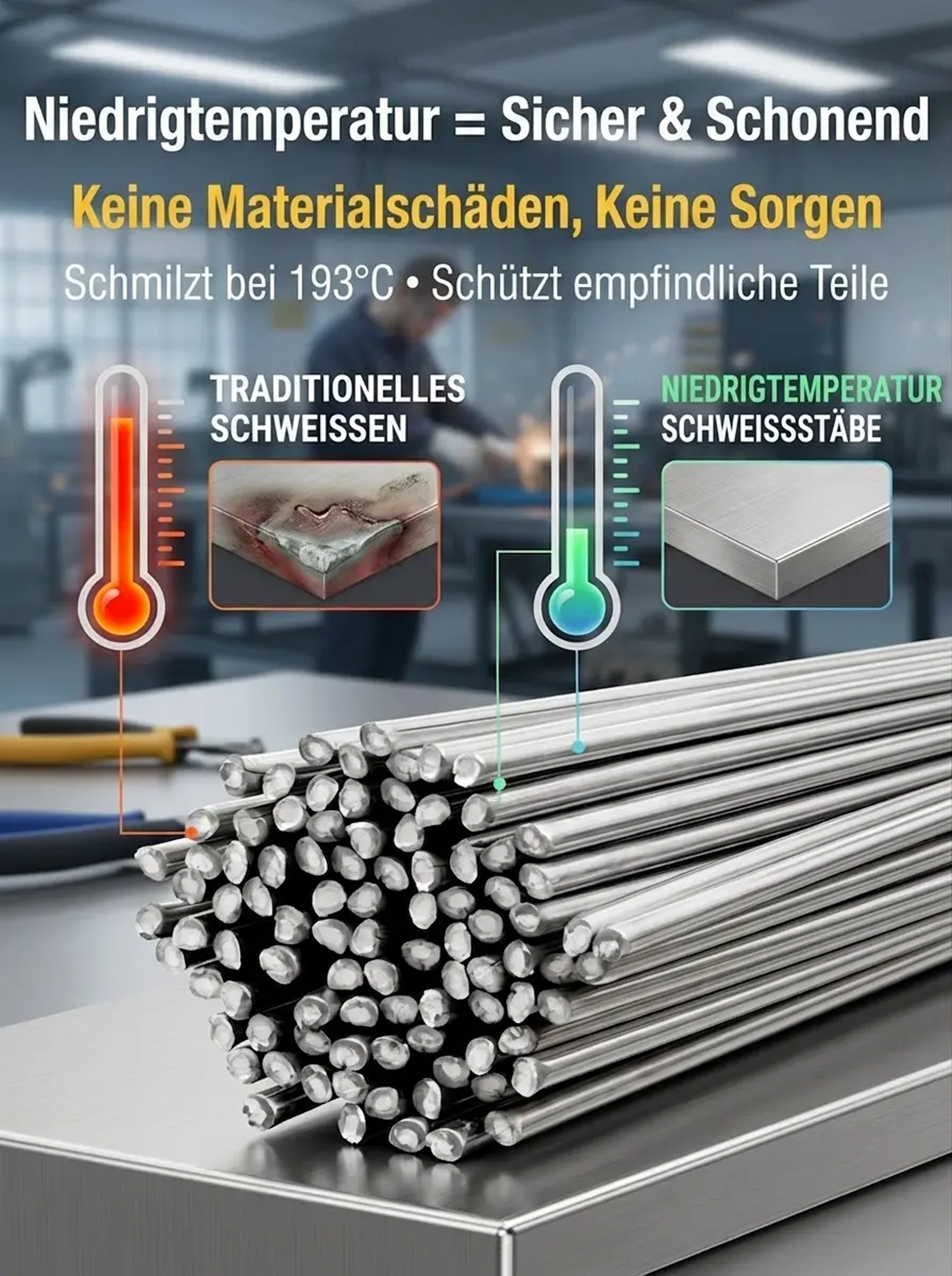 Undichte Rohre, kaputte Zäune? 30 Sekunden mit dem Feuerzeug repariert! 190°C schmelzen – 1500°C härten, stabiler als das Original. 100 Stäbe für nur 38€ – Aktion nur 2 Stunden!