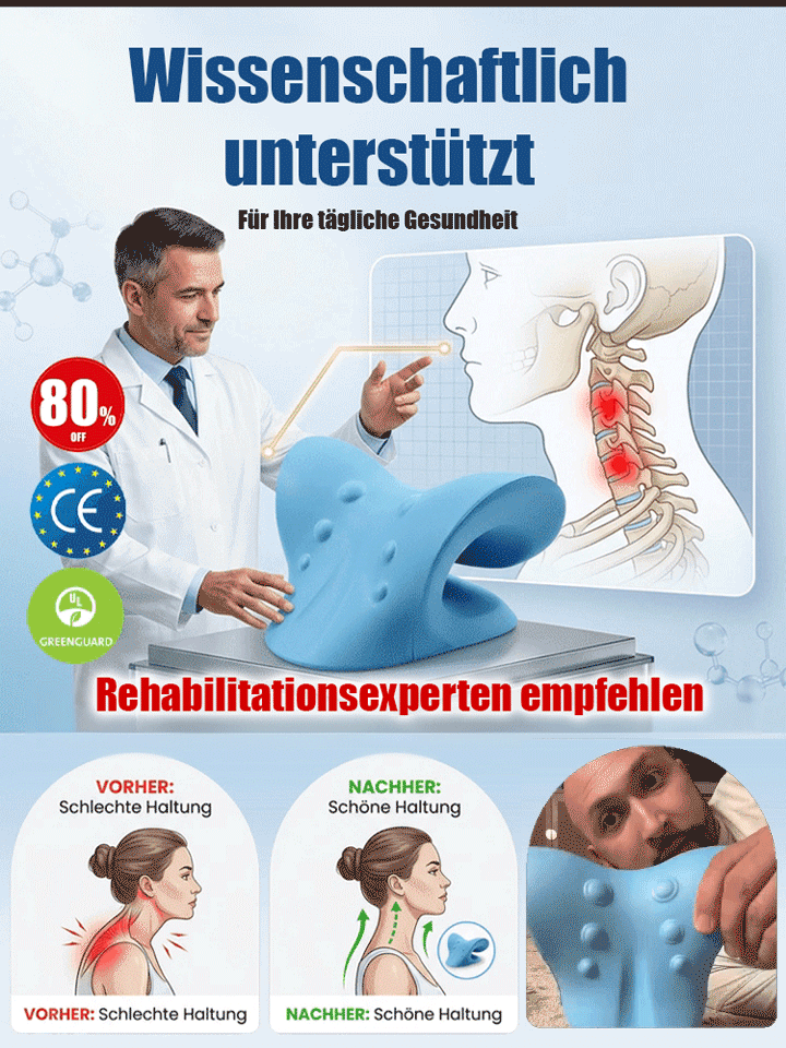 【Schlafen für eine gesunde Halswirbelsäule】C-förmiges Halswirbelsäulen-Massage-Korrekturkissen
