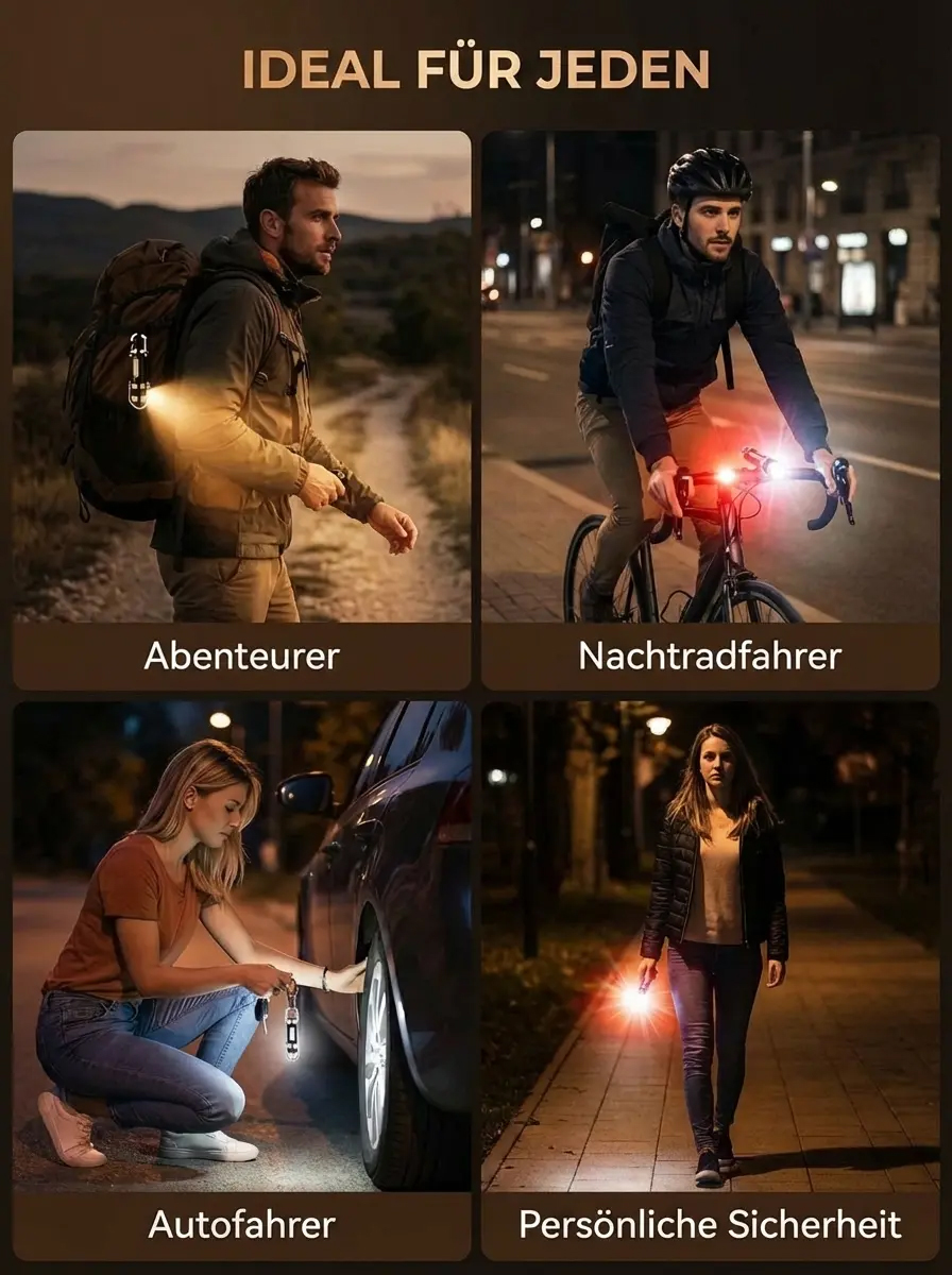 Multifunktionale Mini-Taschenlampe im Schlüsselanhänger-Format
