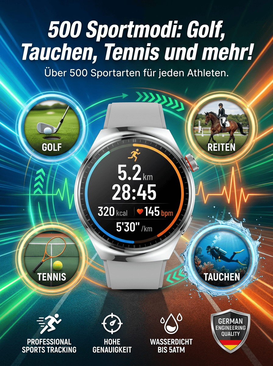 Ultimate Gesundheits-Smartwatch: ⌚ Blutzucker & Blutdruck in 3 Sekunden messen – 🎯 99% Genauigkeit