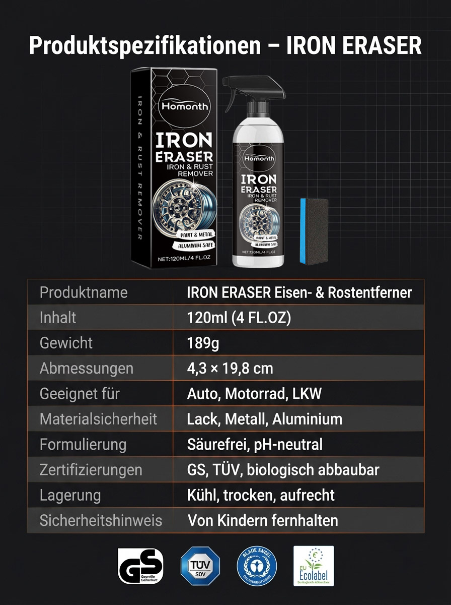 【Säurefrei, lackschonend】60-Sekunden-Rostentfernungs- und Reinigungsspray