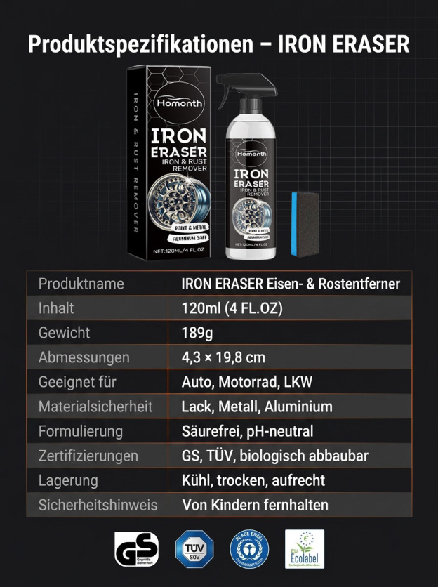 【Säurefrei, lackschonend】60-Sekunden-Rostentfernungs- und Reinigungsspray