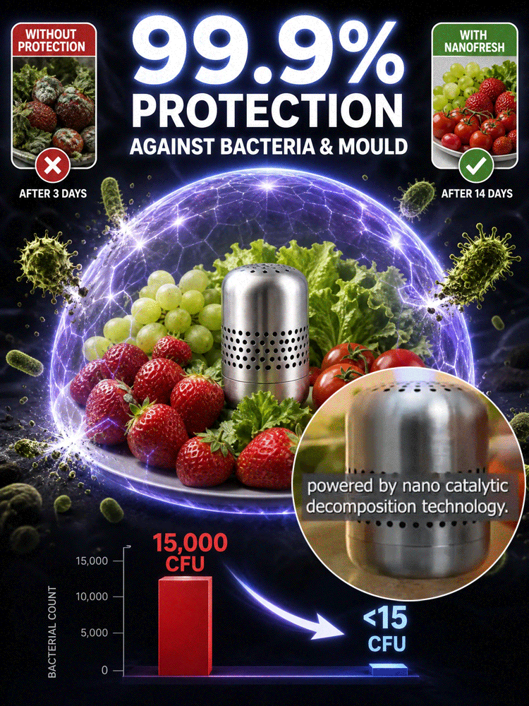 FreshCore Fridge Purifier | Nano Catalytic Technology Eliminates Odors & Extends Food Freshness