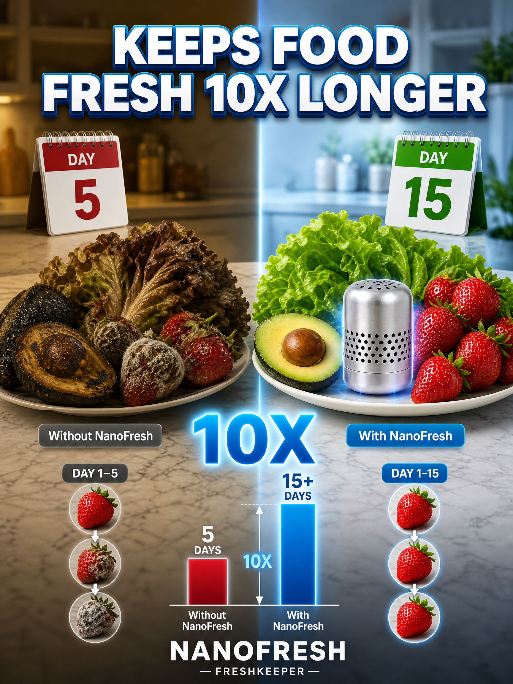 FreshCore Fridge Purifier | Nano Catalytic Technology Eliminates Odors & Extends Food Freshness
