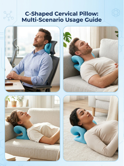 C-shaped Cervical Massage Correction Pillow for a Healthy Neck Sleep