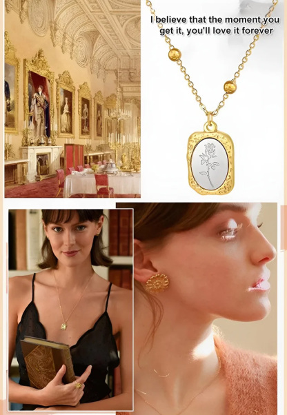 Light Luxury Gold Rose Fashion Long Necklace