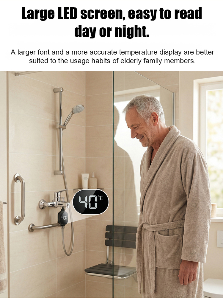 Smart Waterproof Shower Head Temperature Display