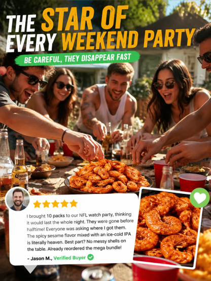 Mess‑Free Crispy Roasted Shrimp Snack | Zero Greasy Fingers, Keep Your Keyboard Spotless While Working & Gaming