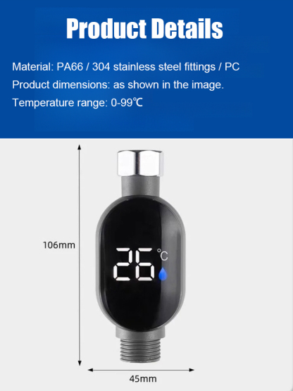 Smart Waterproof Shower Head Temperature Display
