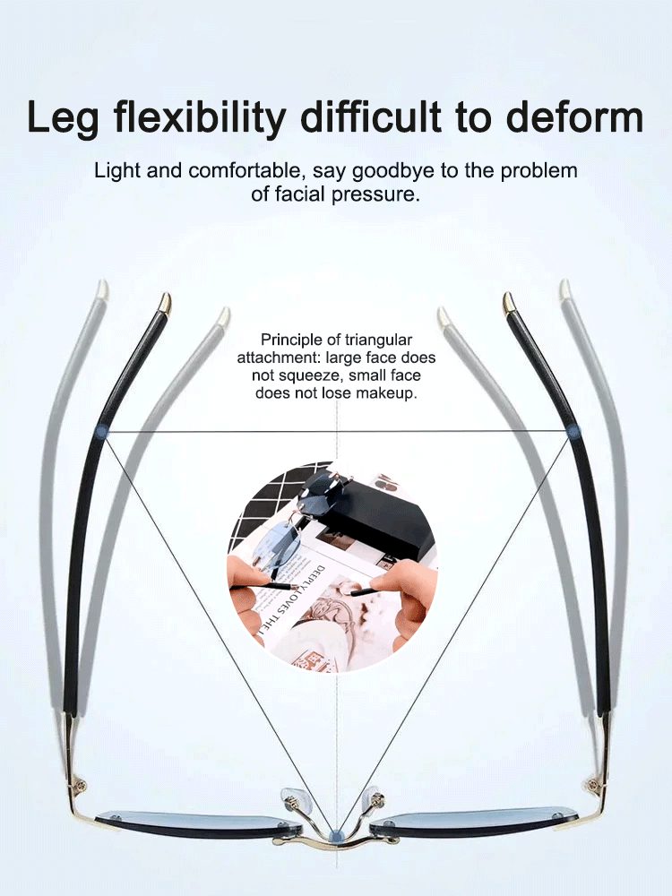 Light-sensitive colour-changing zoom rimless presbyopia glasses 【Men's and women's models】