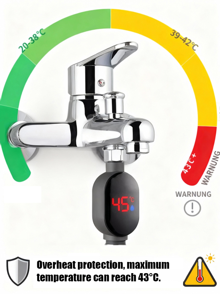Smart Waterproof Shower Head Temperature Display