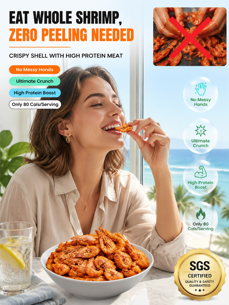 Mess‑Free Crispy Roasted Shrimp Snack | Zero Greasy Fingers, Keep Your Keyboard Spotless While Working & Gaming