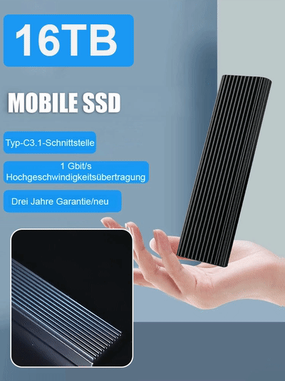 16TB großer Speicher Type-C tragbare Mini-SSD