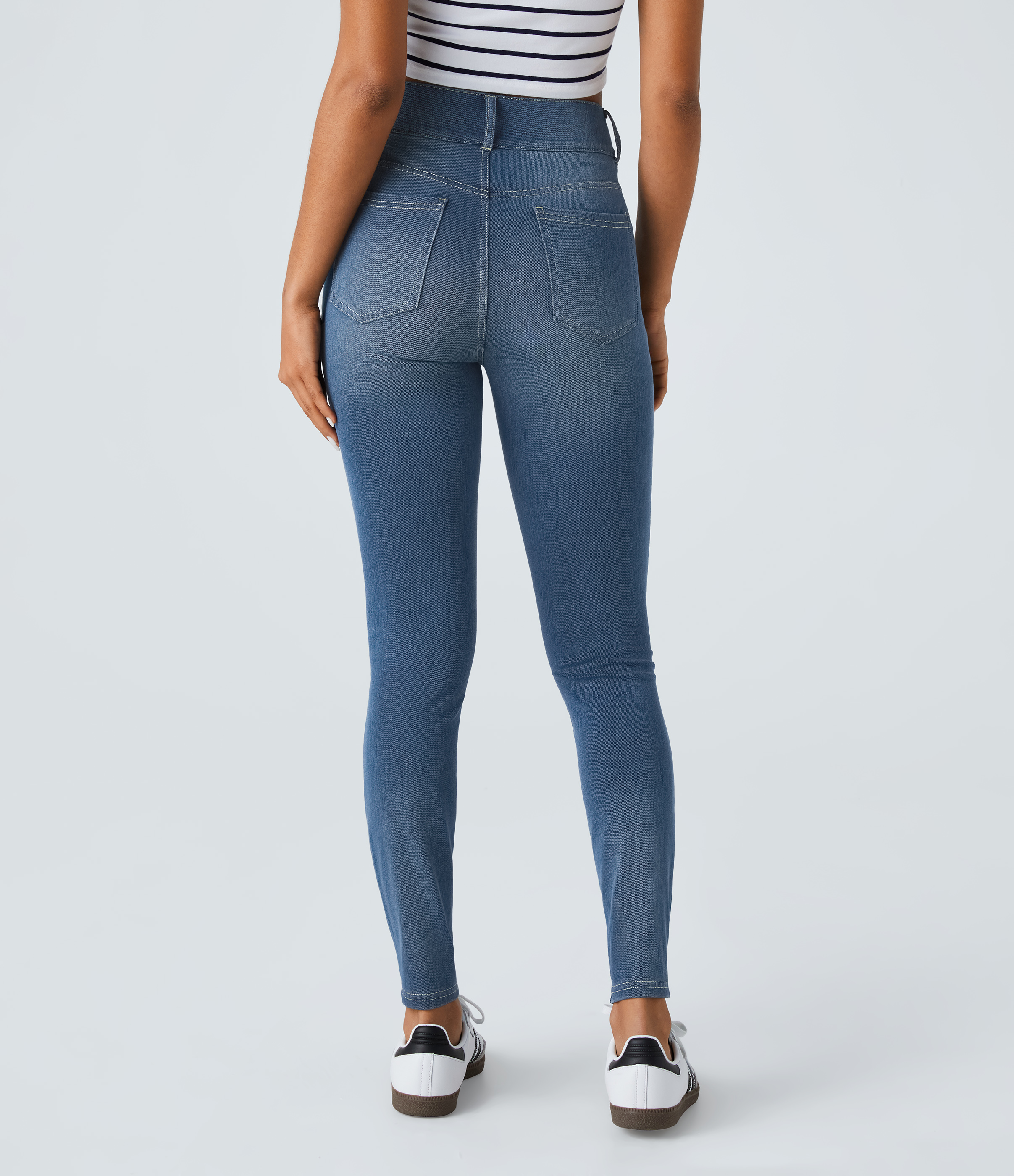 FlexHigh Waisted Zipper Pockets Casual Skinny Jeans