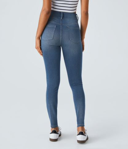 FlexHigh Waisted Zipper Pockets Casual Skinny Jeans