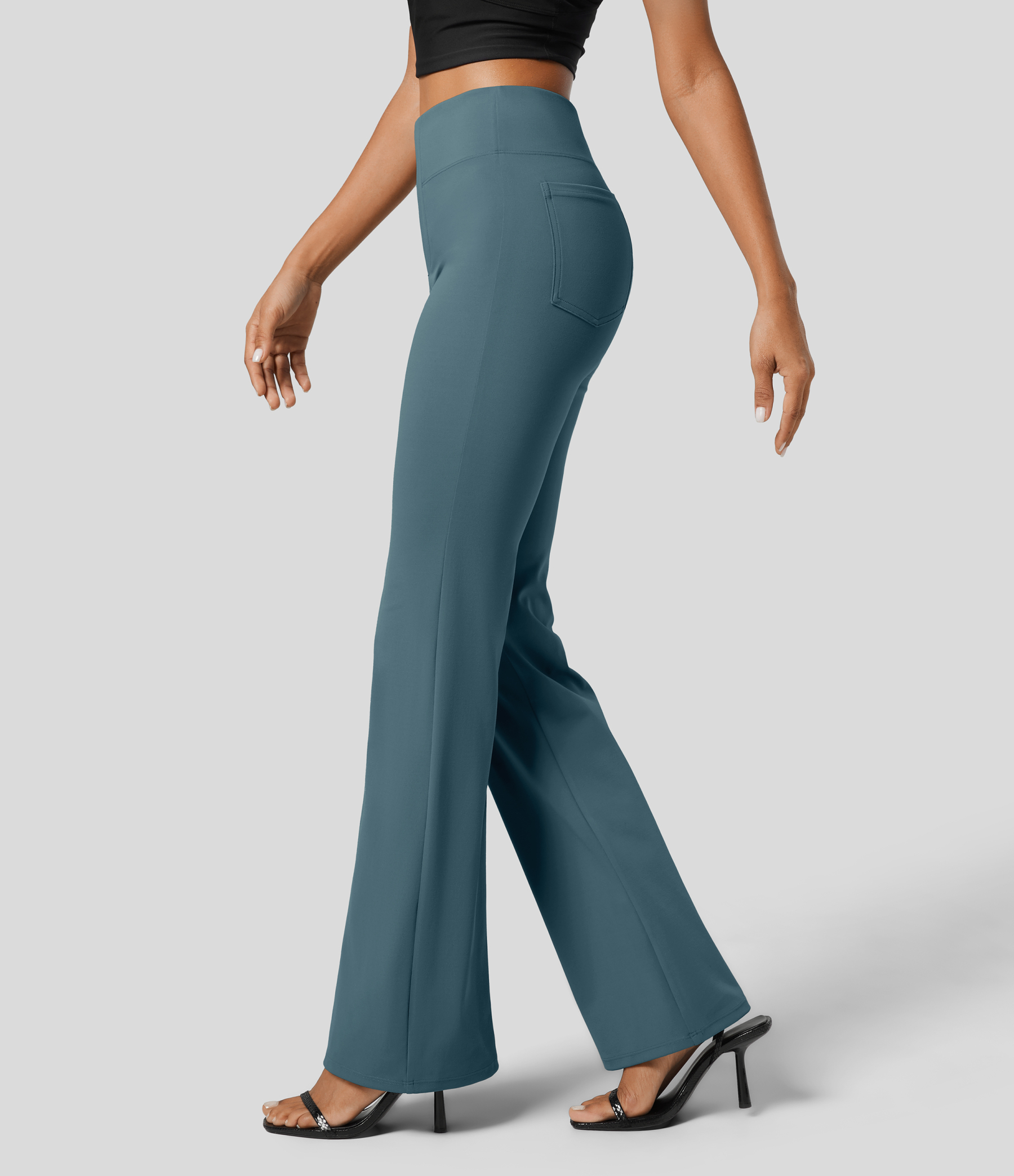FlexHigh Waisted Back Side Pocket Slight Flare Work Pants