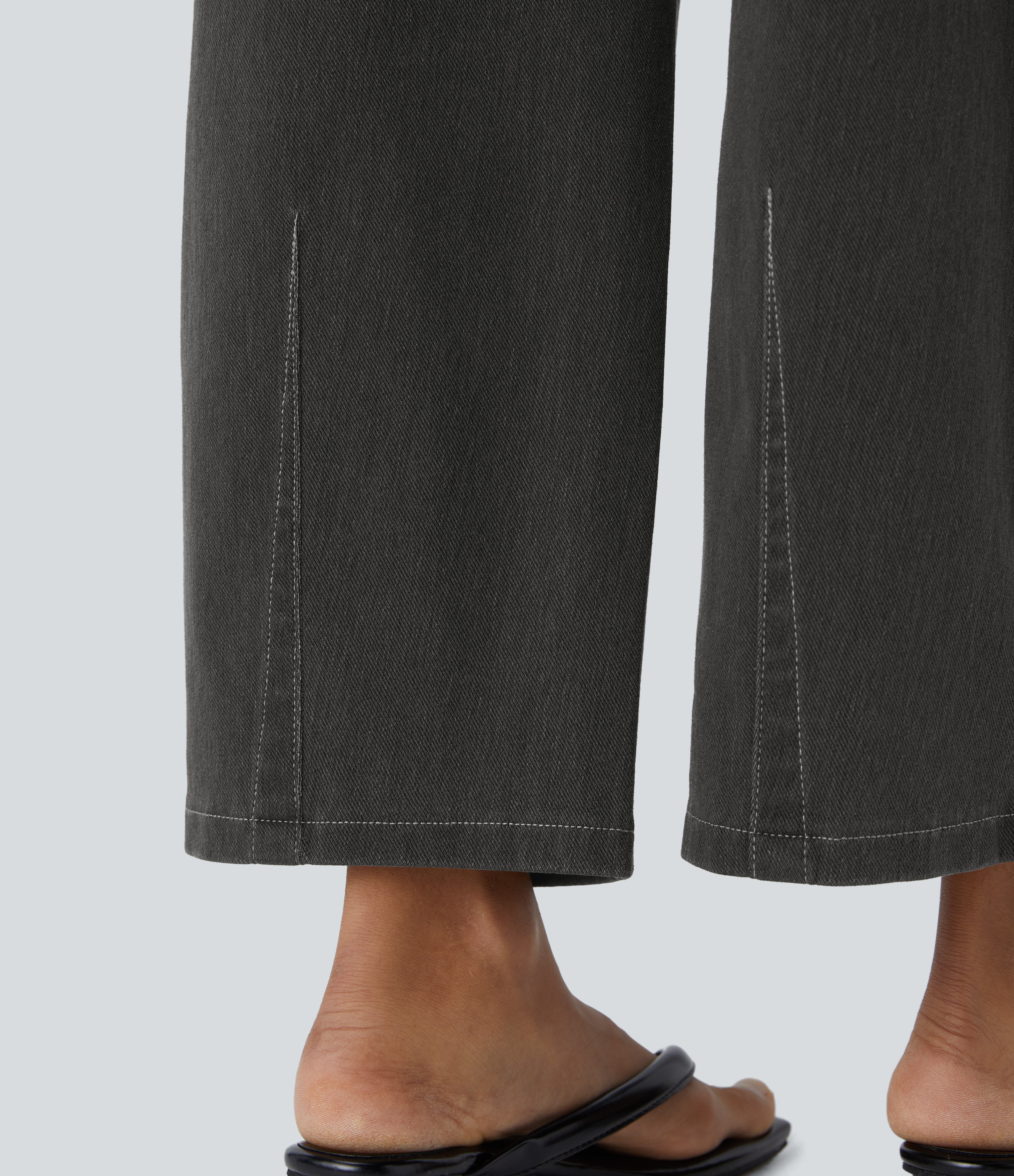 FlexMid Rise Pockets Barrel Leg Casual Jeans