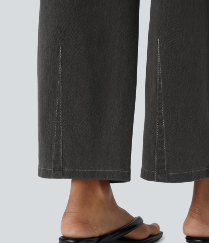 FlexMid Rise Pockets Barrel Leg Casual Jeans