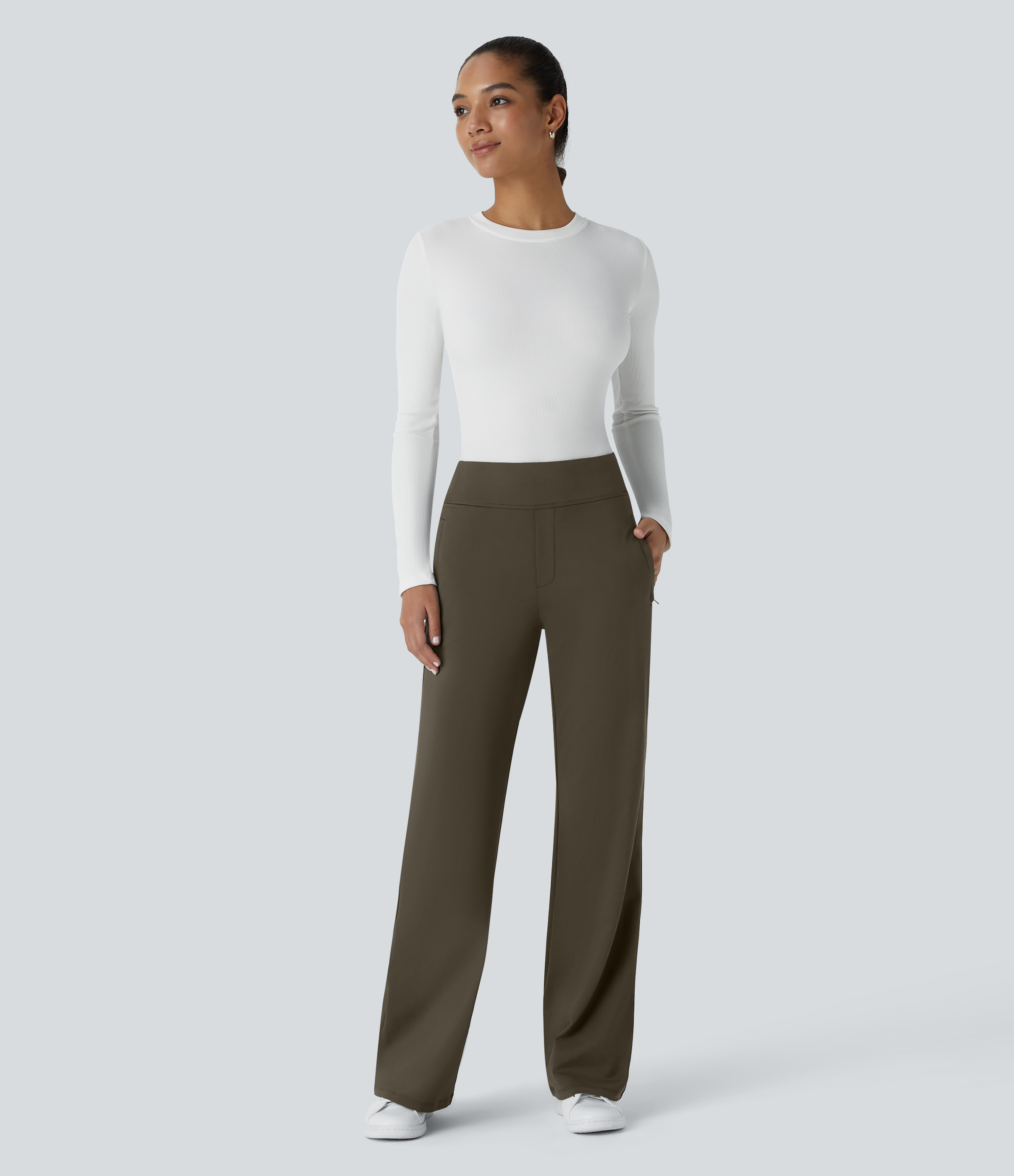 FlexMid Rise Side Zipper Pocket Work Flare Pants