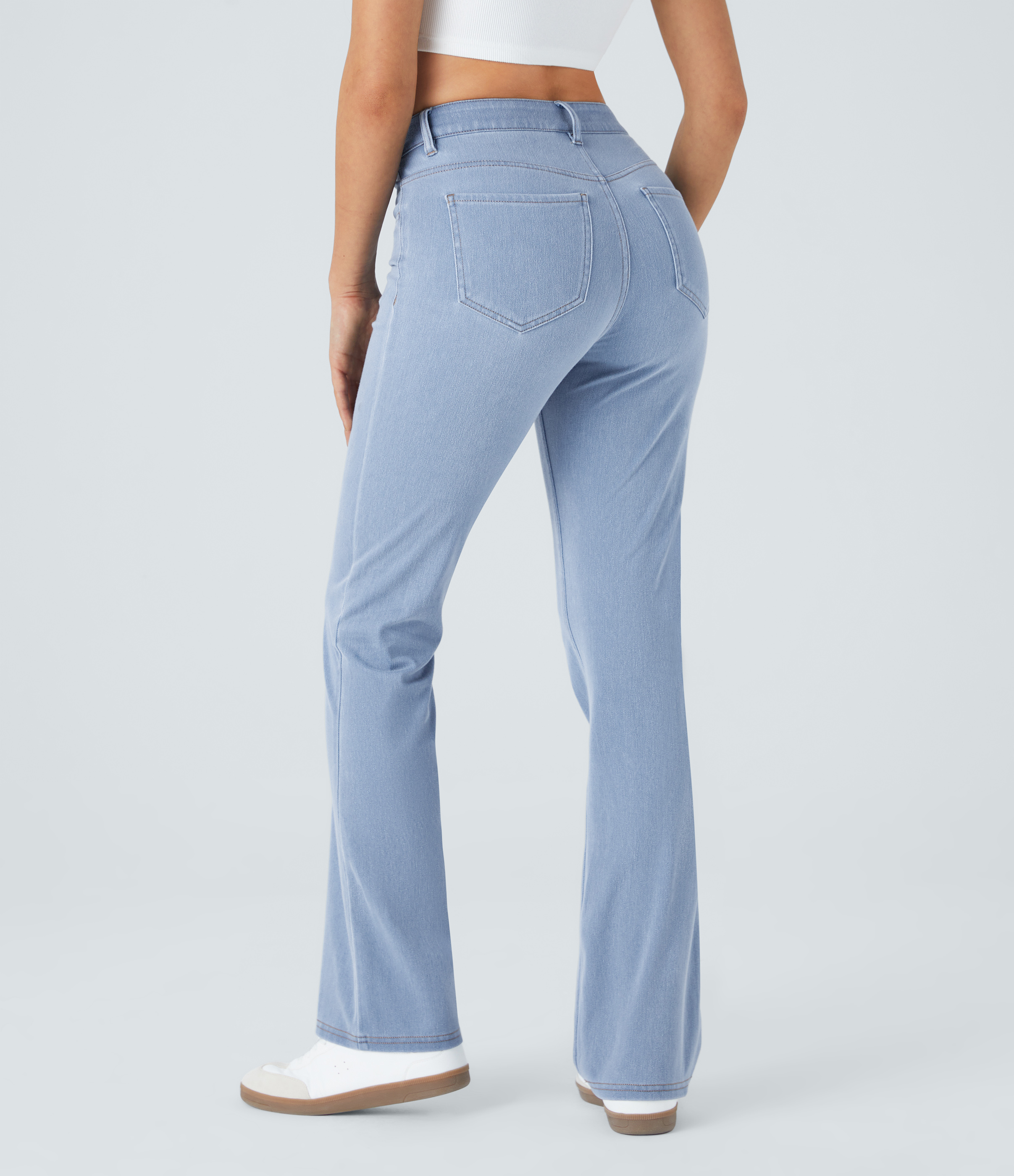 FlexMid Rise Pockets Casual Bootcut Jeans