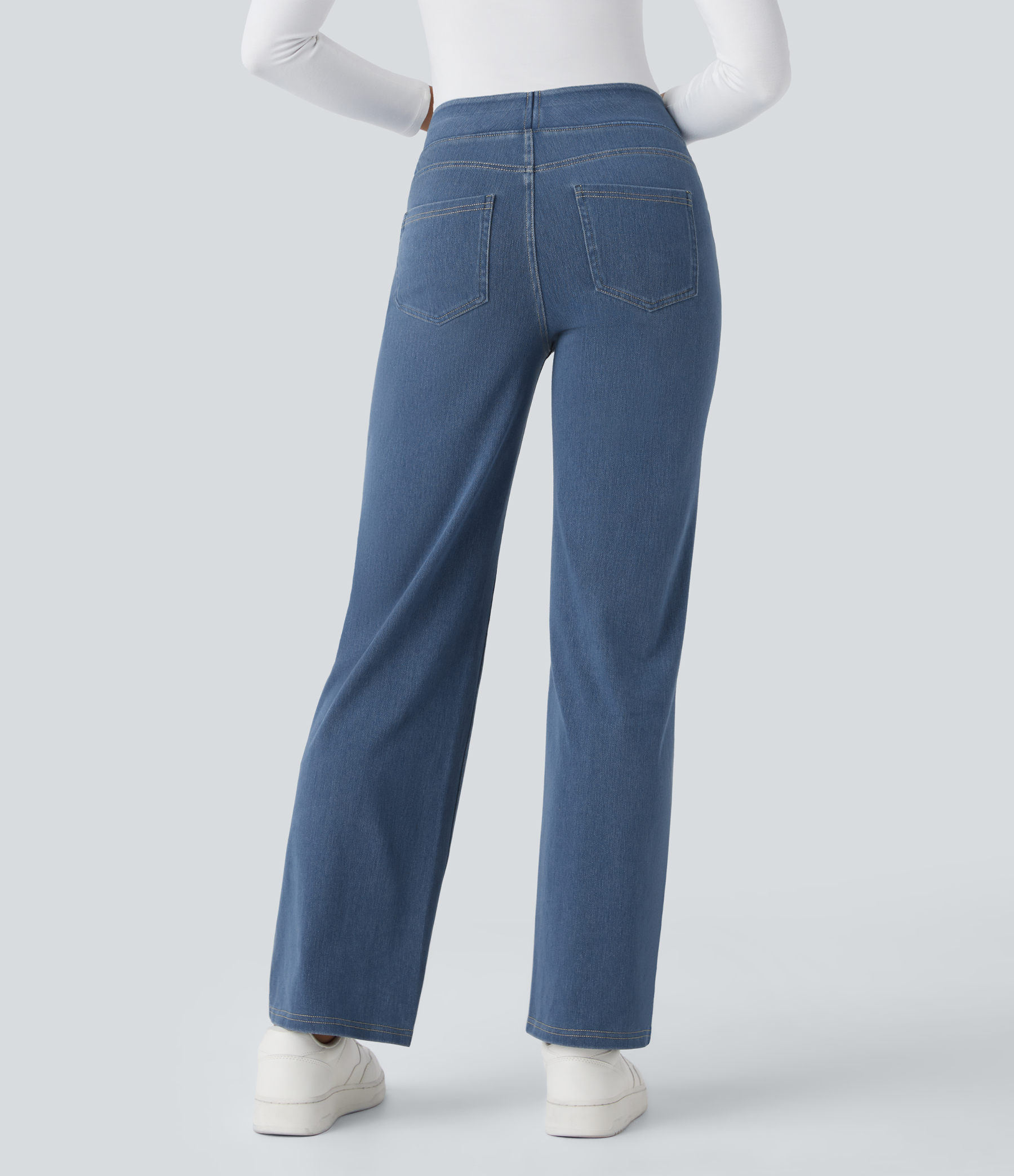 FlexHigh Waisted Pockets Straight Leg Work Jeans
