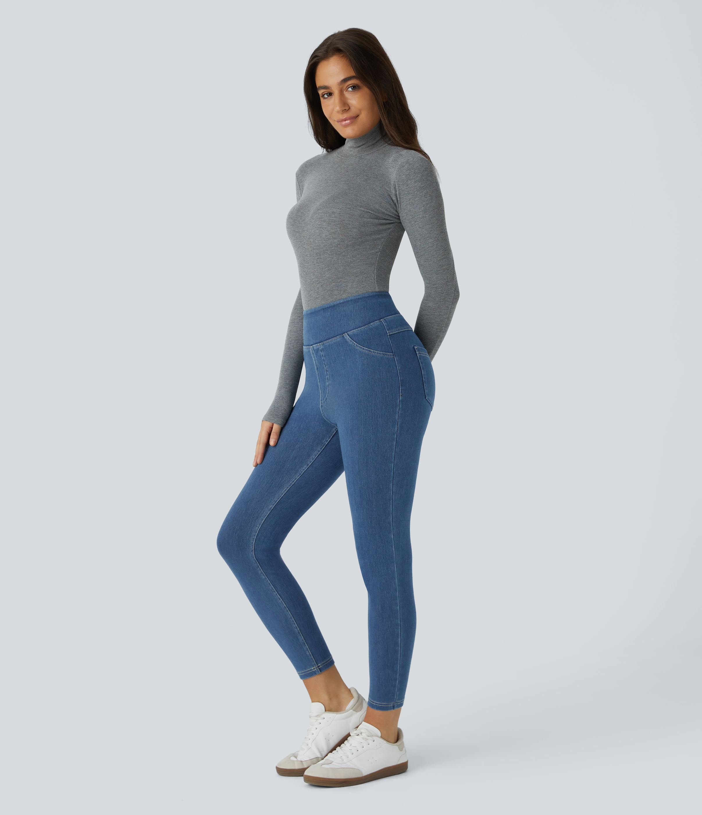 FlexHigh Waisted Pocket Denim Casual Leggings