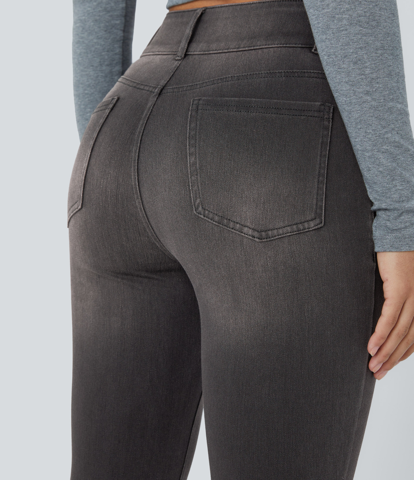 FlexHigh Waisted Zipper Pockets Casual Skinny Jeans