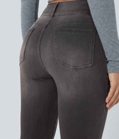 FlexHigh Waisted Zipper Pockets Casual Skinny Jeans