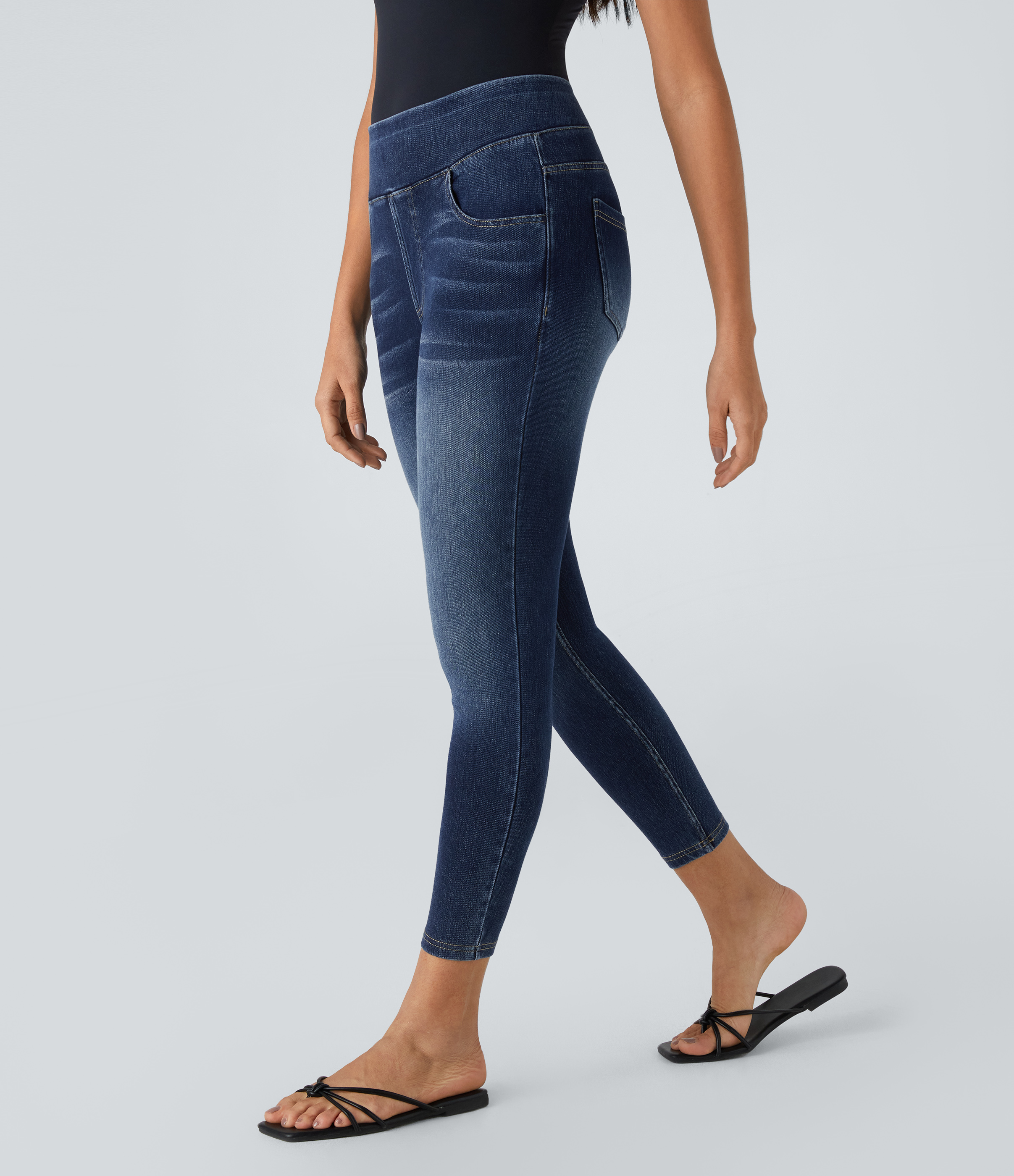 FlexHigh Waisted Pockets Denim Casual Leggings